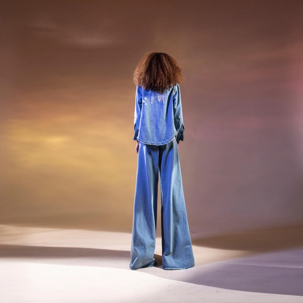 Light Blue High Waisted Washed Denim Wide Pants 5 Light Blue High Waisted Washed Denim Wide Pants - Image 3