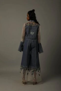 Indigo Blue Khadi Denim Orgenza Trouser -Charmers Shop b 14945