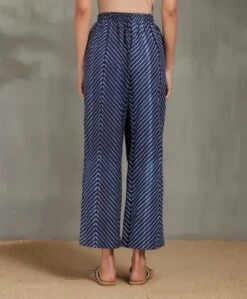 Navy Shibori Drawstring Pant With Stripe -Charmers Shop b 17253