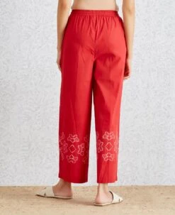 Ox Blood Shibori Floral Pants -Charmers Shop b 21619