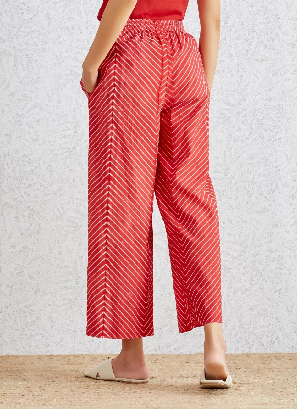 Ox Blood Shibori Drawstring Pant With Stripe 4 Ox Blood Shibori Drawstring Pant With Stripe - Image 3