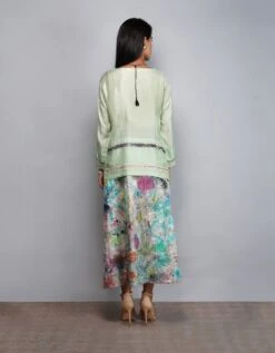 Silk Solid Top With Upcycling Detailing -Charmers Shop b 55898