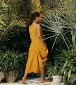 Ochre Side Cowl Dress -Charmers Shop b 58411