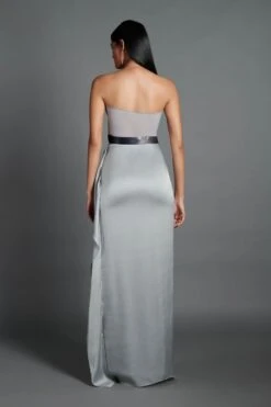 Ice Grey Moulded Draped Dress -Charmers Shop b 63326