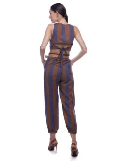 Stripe Woven Crop Tie - Up Blouse -Charmers Shop b 74223