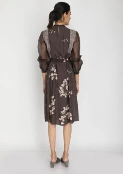 Grey Petal Print Dress -Charmers Shop b 76317