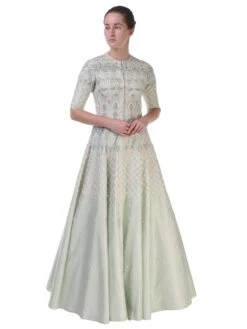 Front-Opening Embroidered Gown