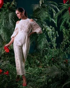 Ivory Petal Jumpsuit -Charmers Shop cfw23js162