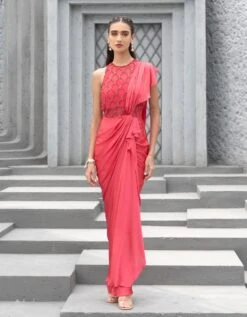 Raspberry Embroidered Gown