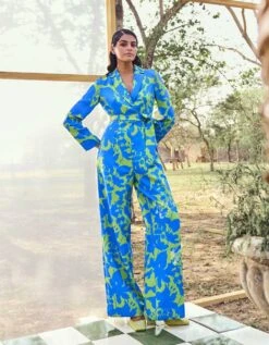 Cobalt Lime Cleo Wide-Leg Jumpsuit