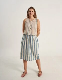 Indigo Blossom Button Up Top