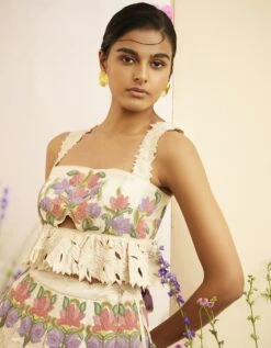 Ivory Floral Beadwork Bustier -Charmers Shop css23b022