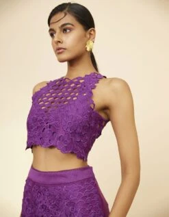 Purple Cutwork Crop Top -Charmers Shop css23t333