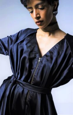 Black Cowl Jumpsuit -Charmers Shop cwjmblkslkshn3