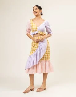 Multi Color Betty Panelled Top -Charmers Shop dl23 tp 0013