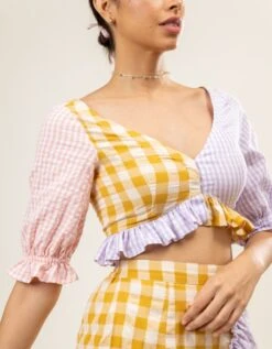 Multi Color Betty Panelled Top -Charmers Shop dl23 tp 0015