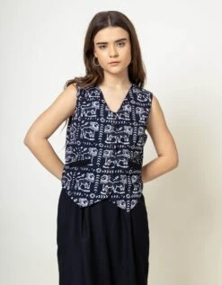 Black Francis Batik Waist Coat -Charmers Shop dl24jk0063