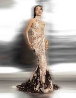 Shell 3D Embellished Fish Tail Gown