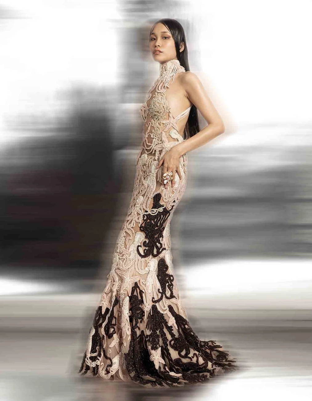 Shell 3D Embellished Fish Tail Gown 4 Shell 3D Embellished Fish Tail Gown - Image 2