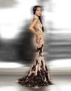 Shell 3D Embellished Fish Tail Gown 9 Shell 3D Embellished Fish Tail Gown -Charmers Shop dr093