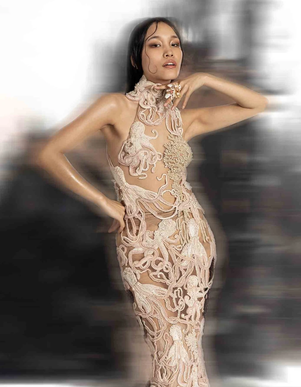 Shell 3D Embellished Fish Tail Gown 6 Shell 3D Embellished Fish Tail Gown - Image 4