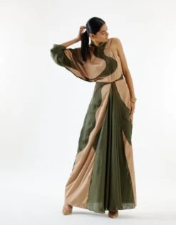 Echo River Green Gold Dress -Charmers Shop echo043