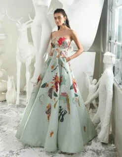 Esana Gown In Aqua Green