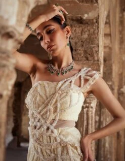 Ivory Aurora Saree Gown -Charmers Shop friw42