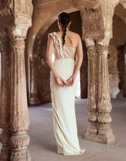Ivory Aurora Saree Gown -Charmers Shop friw4b