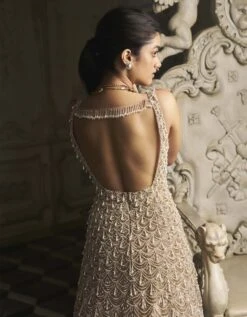 Nude Scalloped Gown -Charmers Shop gn027b