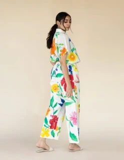 Floral Hand Painted Drawstring Balloon Crop Top -Charmers Shop gr5ak3