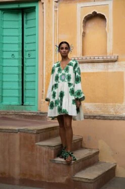 White Phool Handloom Mini Dress