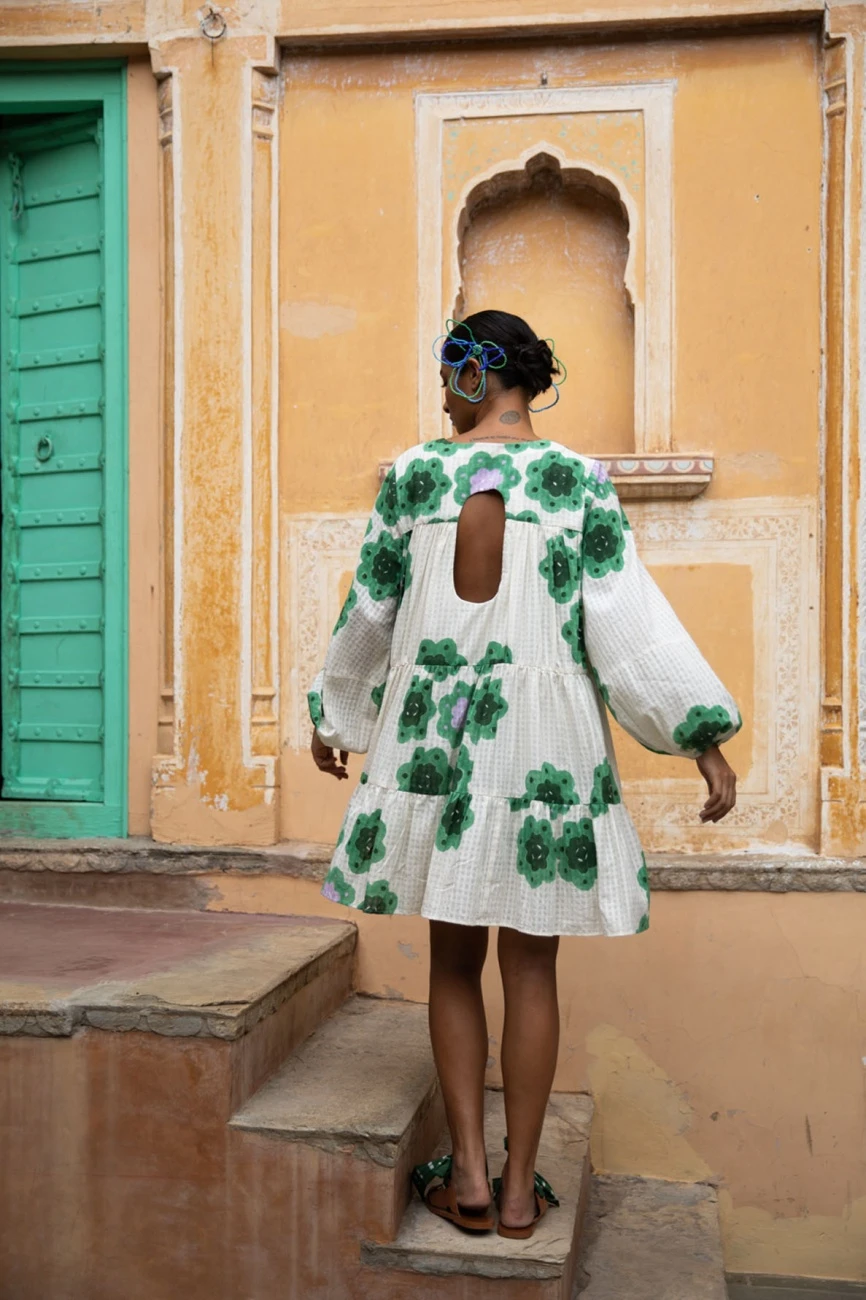 White Phool Handloom Mini Dress 5 White Phool Handloom Mini Dress - Image 3