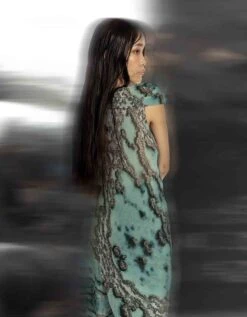 Coastal Reef Printed Pleated Fluid Wave Draped Georgette Top With Exaggerated Neck -Charmers Shop hdr025