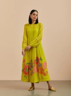 Marigold Embroidered Gather Dress
