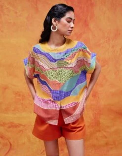 Purple Mustard Iris Embellished Easy Top