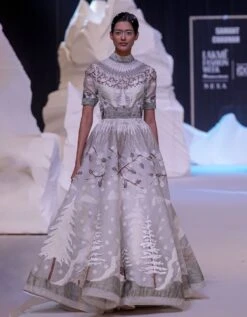 Ivory Organza Silk Gown