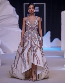 Ivory Silk Off Shouldered Gown