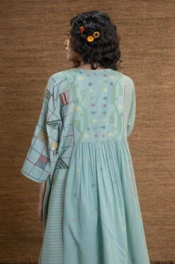 Blue Paakhi Yoke Dress -Charmers Shop j2202ab