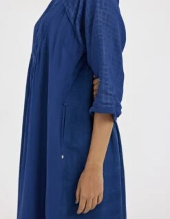 Midi U-Yoke Dress In Blue Colour -Charmers Shop jgd02bl7
