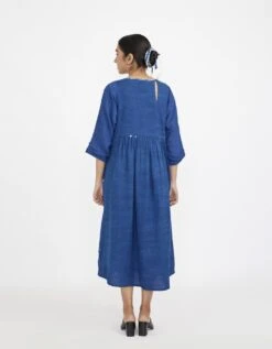 Midi U-Yoke Dress In Blue Colour -Charmers Shop jgd02blb