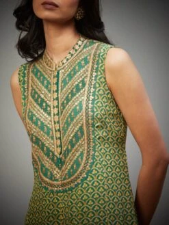 Band Collar Sleeeless Jumpsuit -Charmers Shop jmprcr2alq5245260emeraldgold4