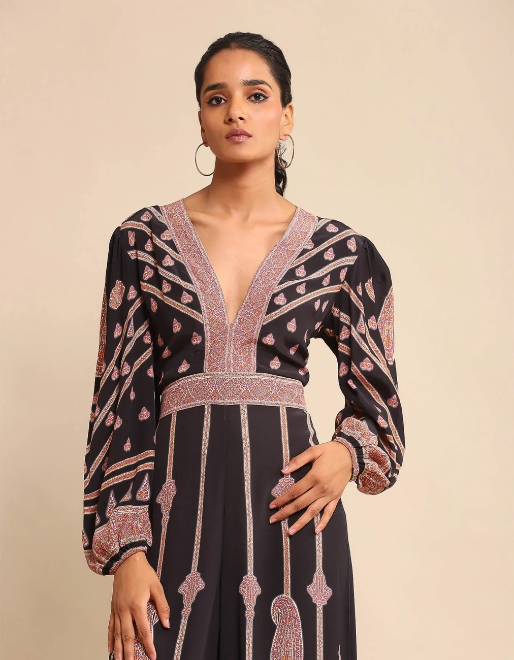 Black Printed Crepe Jumpsuit 6 Black Printed Crepe Jumpsuit - Image 4