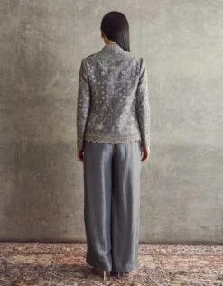 English Grey Embroidered Jacket Paired With A Jumpsuit -Charmers Shop jrenglishgreyjumpsuitsetb