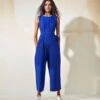 Electric Blue Bluish Jumpsuit -Charmers Shop kksum21011
