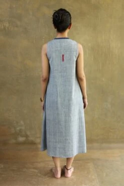 Natural Indigo Side Pleated Slumber Dress -Charmers Shop kmsf194spsindb