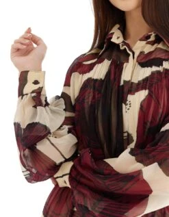 Off White And Brown Floral Top -Charmers Shop kofw230214
