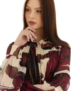 Off White And Brown Floral Top -Charmers Shop kofw230215