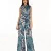 Blue And White Floral Jumpsuit -Charmers Shop kofw230711 1