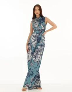 Blue And White Floral Jumpsuit -Charmers Shop kofw230714 1